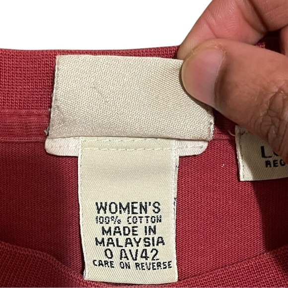 L.L. Bean Women Blank Red Long Sleeve T Shirt Sz L Regular - Picture 3 of 6